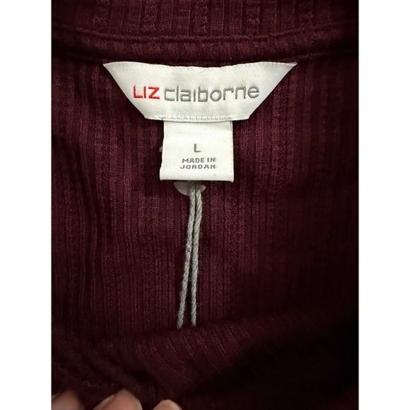 Liz Claiborne Womens Burgundy Crew Neck Casual Soft 3/4 sleeve sweater sz Lrg - Picture 4 of 7